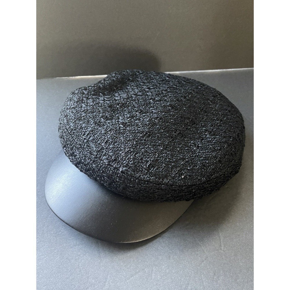 Vintage Newsboy Baker Boy Womens Skipper Fabric Wide Brim Black One Size Hat